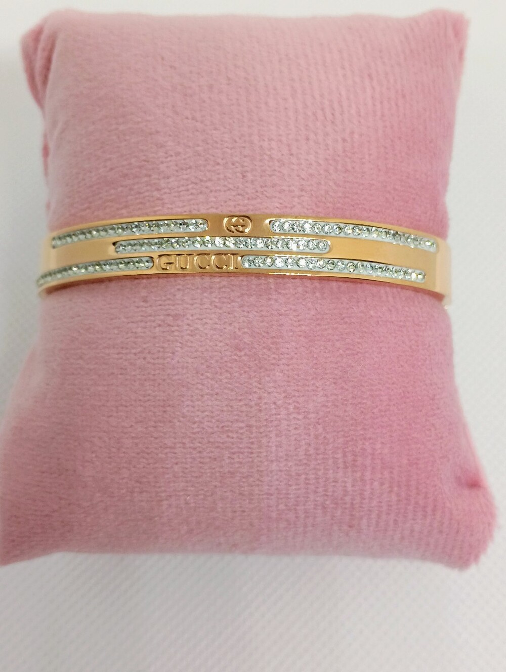New Gold-Tone Crystal Pavé Logo Cuff Bracelet